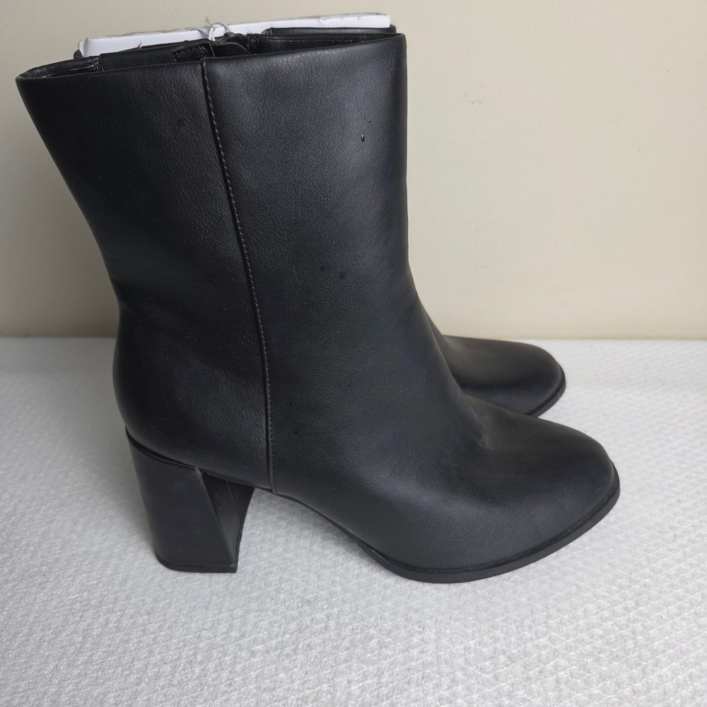 A New Day Black Block Heel Ankle Boots Womens 11 Zip Up Booties